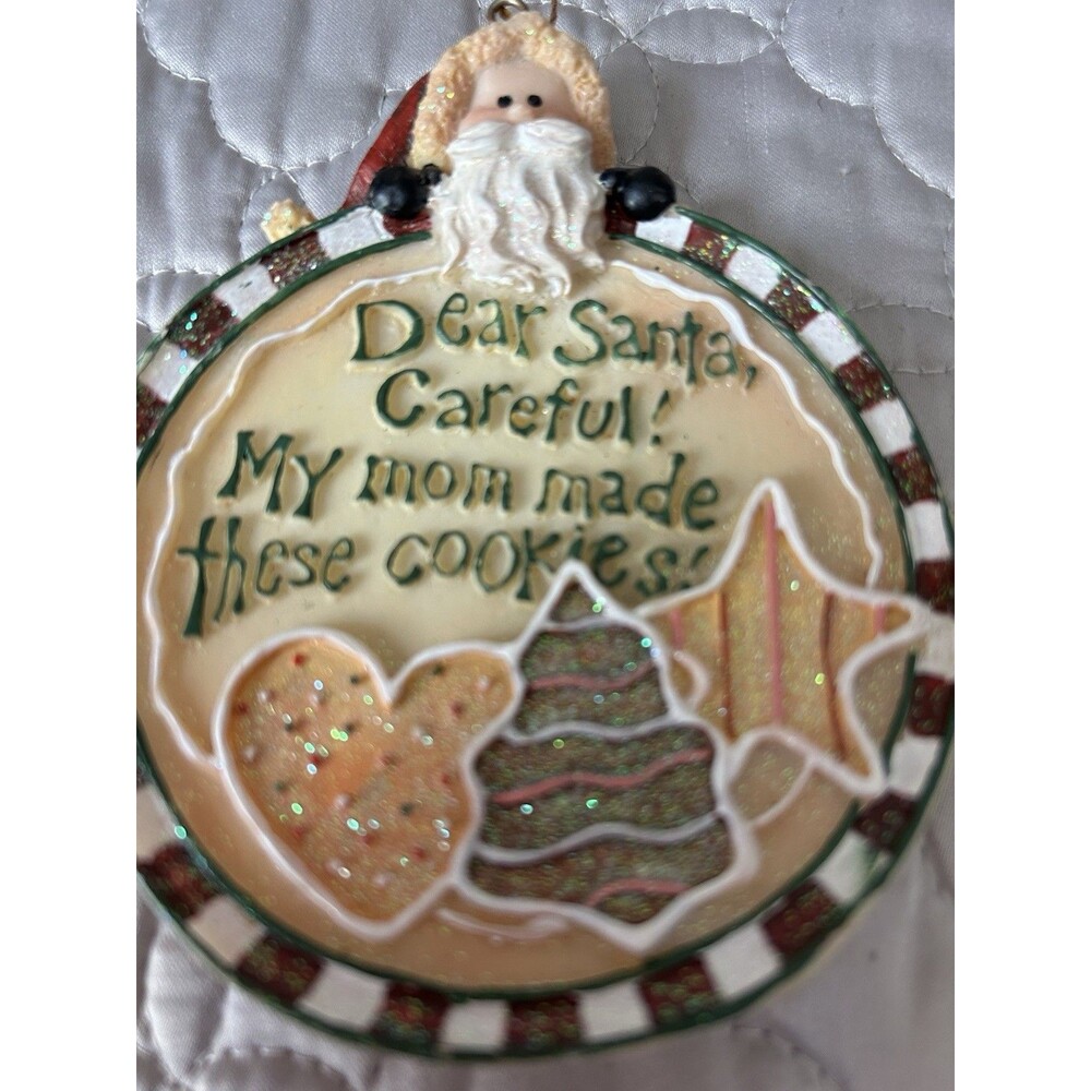 Festive Santa Cookie Ornament with Red and Green Details